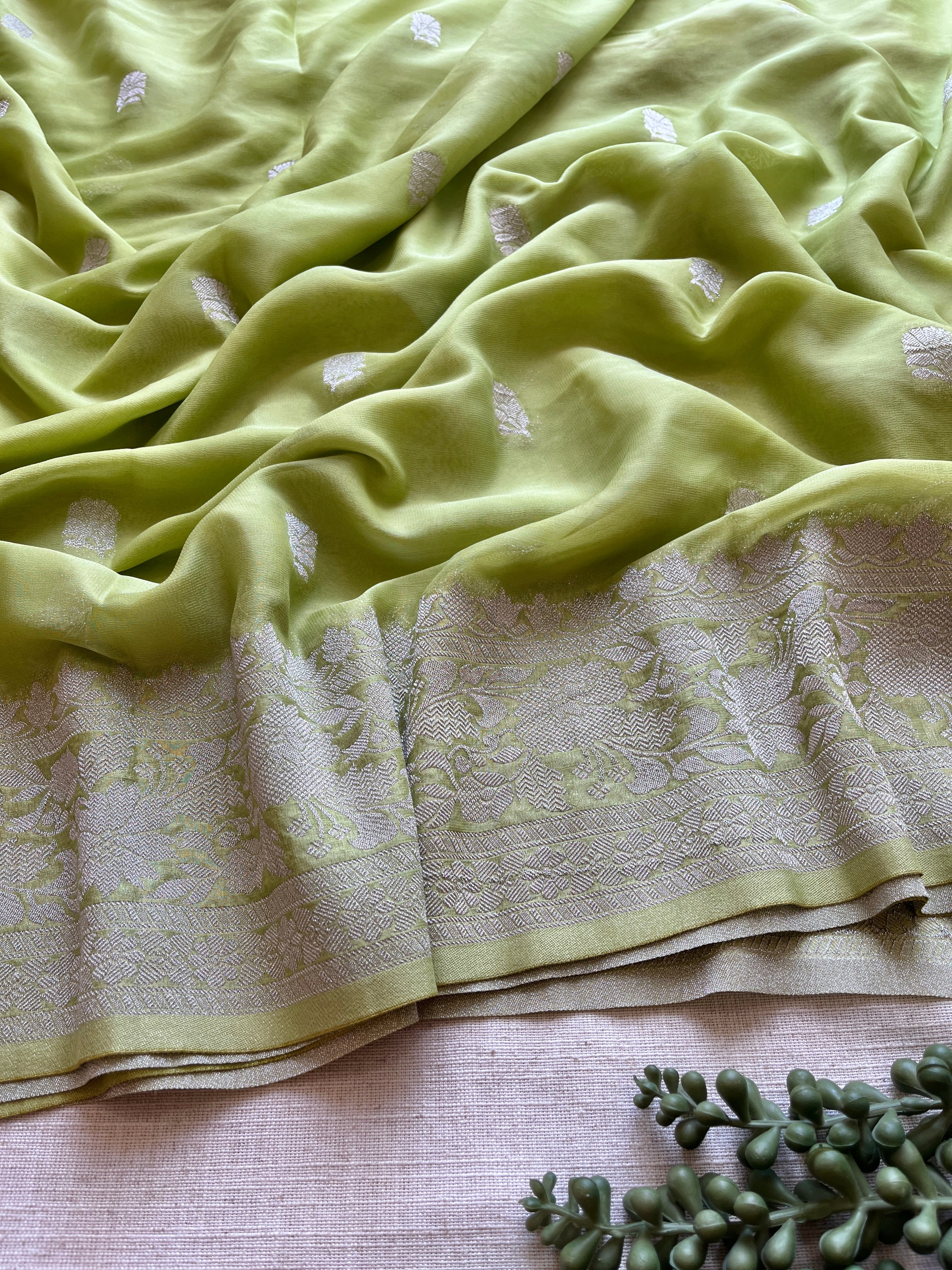 Green Chiffon Saree